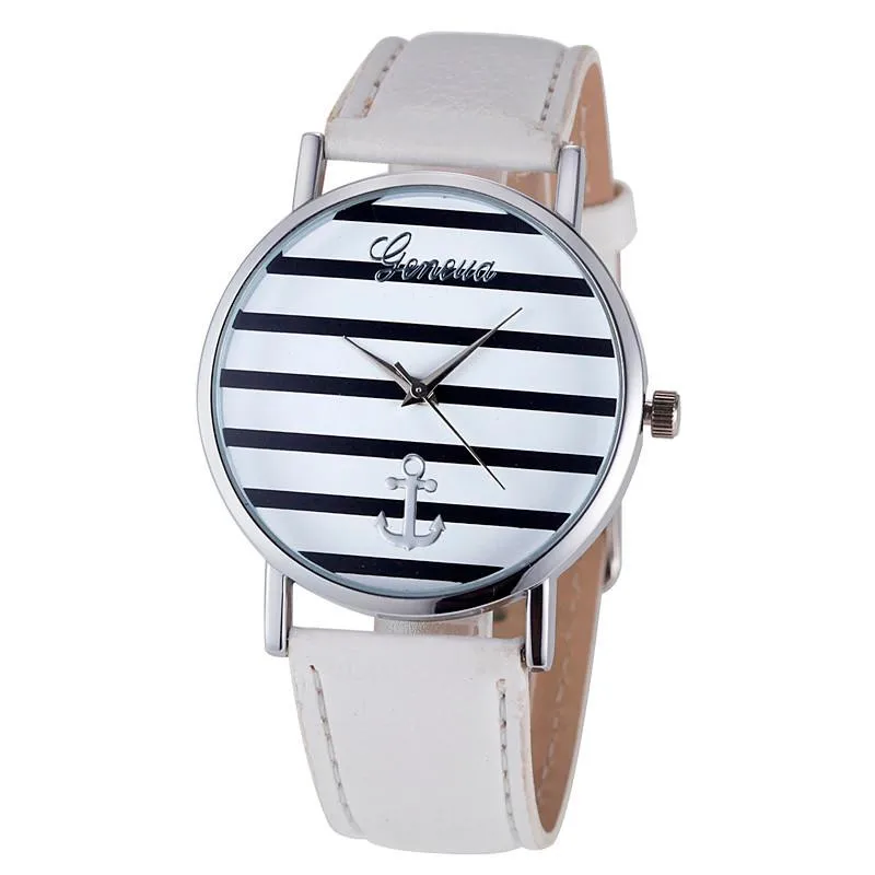 

Women's Geneva Striped Anchor Analog Leather Quartz Wrist Watch Watches Relogio Feminino Women Watches Reloj Mujer Bayan Kol