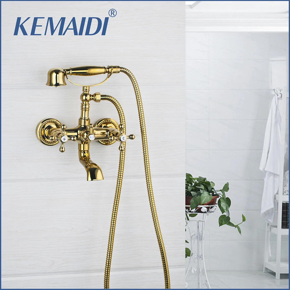 Kemaidi Bathtub Faucet Shower Set Wall Mounted Mixer Double