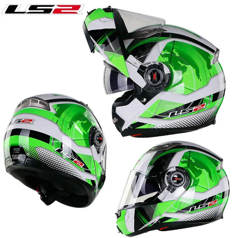 LS2 ff370 флип-ап мото rcycle шлем casco de moto кафе шлем для гонщика анфас двойной объектив козырек capacetes de moto ciclista ECE - Цвет: 5