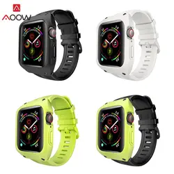 AOOW Спорт силиконовый ремешок с чехол для Apple Watch Series 4 человек сменный ремешок на запястье iwatch 44 мм 42