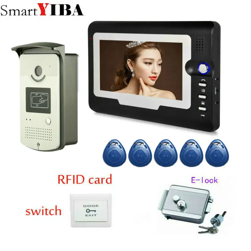 SmartYIBA " RFID карты Открытый дверной замок громкий динамик видео Doorman комплекты для домофона безопасности проводной видео и аудио Домашний домофон