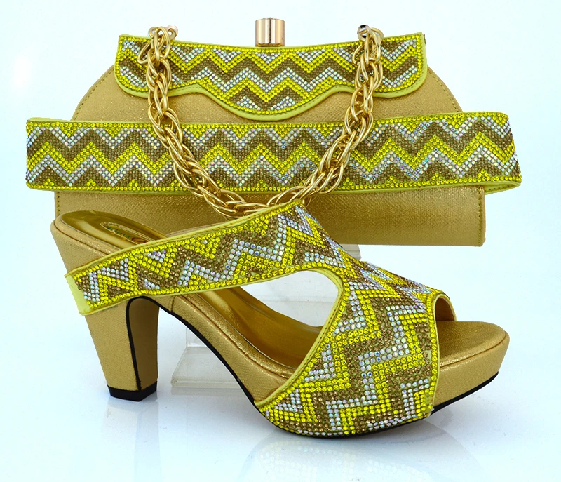 Yellow MM1010 2016 Italian Shoes With Matching Bag High Quality Italy Shoe And Bag set For
