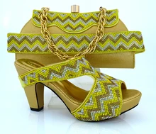 Yellow MM1010 2016 Italian Shoes With Matching Bag High Quality Italy Shoe And Bag set For