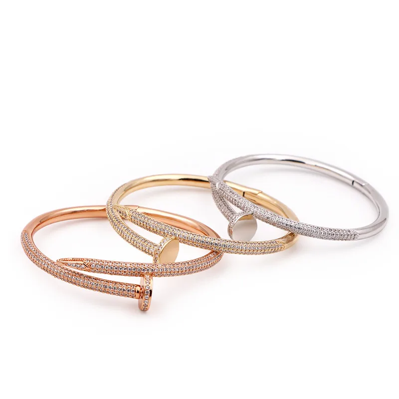 Luxury titanium steel full crystal nail bracelet & bangle for women men logo carter love bangle cuff bangle Pulseira Gift Luxury titanium steel full crystal nail bracelet & bangle for women men logo carter love bangle cuff bangle Pulseira Gift