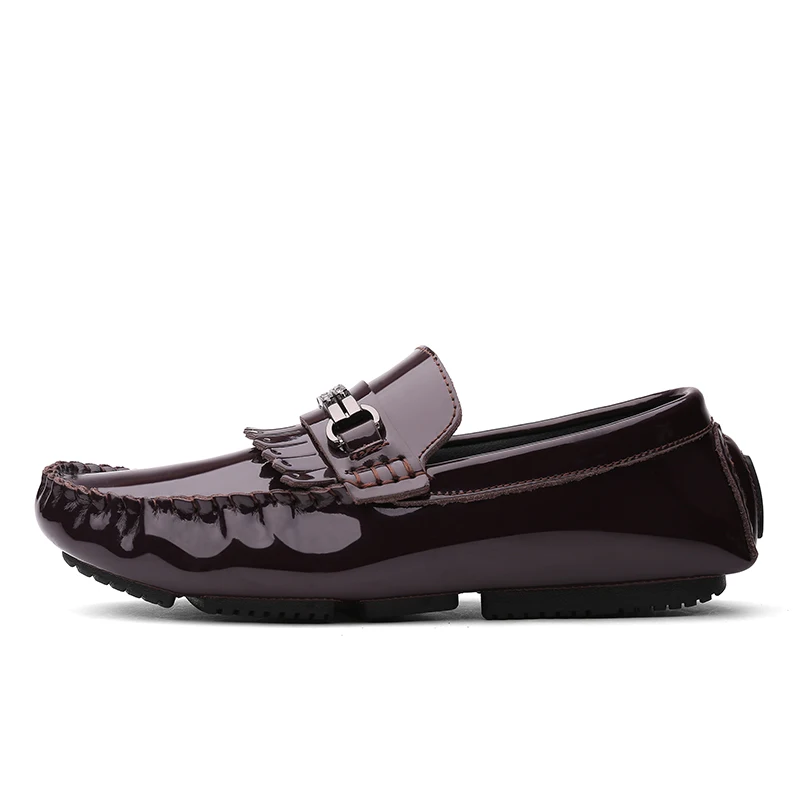 

Patent Leather Loafers Mens Comfortable Moccasin Shoes Casual For Driving Shoes Soft Lightweight Driving Shoes 30D50
