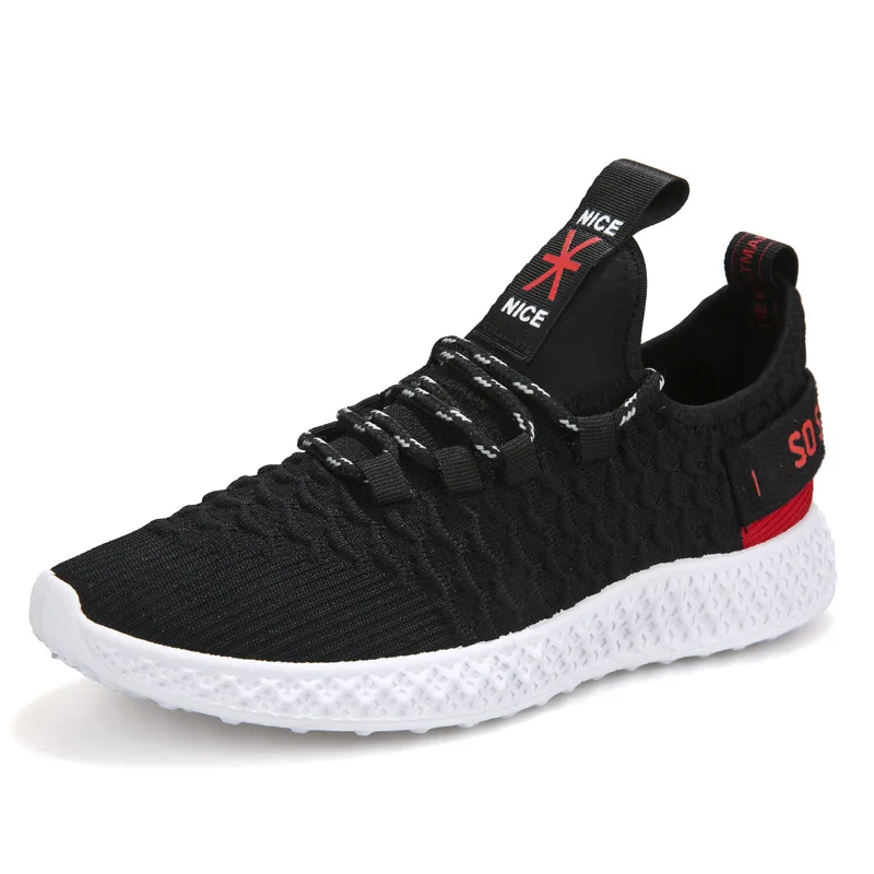 

2019 breathable and comfortable casual shoes fashion men's canvas shoes with men's sports shoes flying woven running shoes #1035