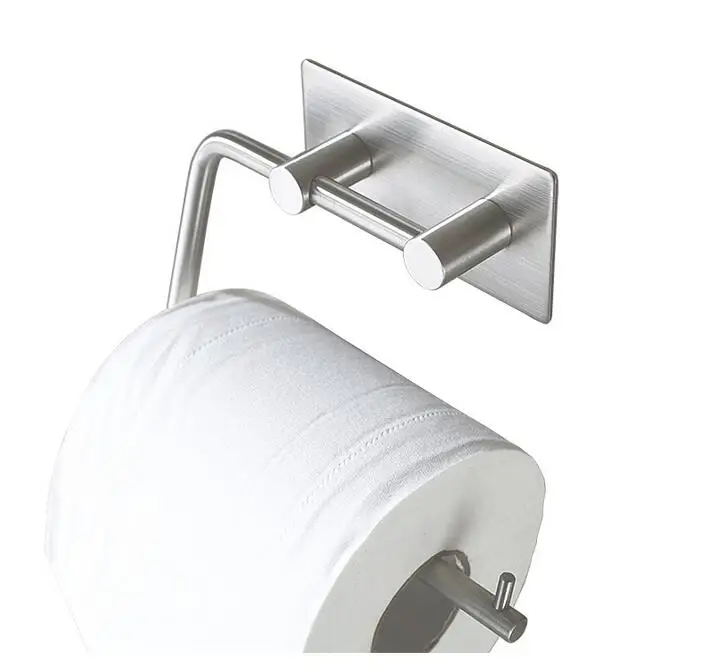 

50pcs/lot Stainless Steel 304 Sturdy Modern Style Wall Mounted Stickers Kitchen Bathroom Toilet Paper Holder Roll Holder