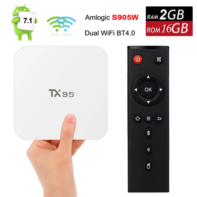 ТВ приставка Amlogic S905W с Android 7 1 четырехъядерный процессор 2 Гб ОЗУ 16 ПЗУ мини ПК TX95 4K