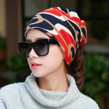 Multifunctional Women's Hat Scarf Hip Hop Cap Stripped Hip-Hop Beanie Spring&Autumn Snapback Cap Women Special Hat Hot Sale