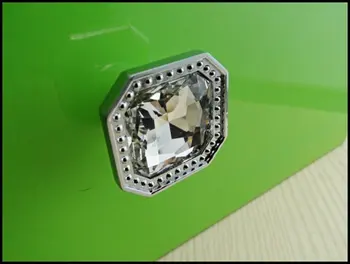 

10Pcs Modern Fashion Diamond Glass Chrome Cabinet Drawer Knobs Pull Handle New (Diameter: 32MM)