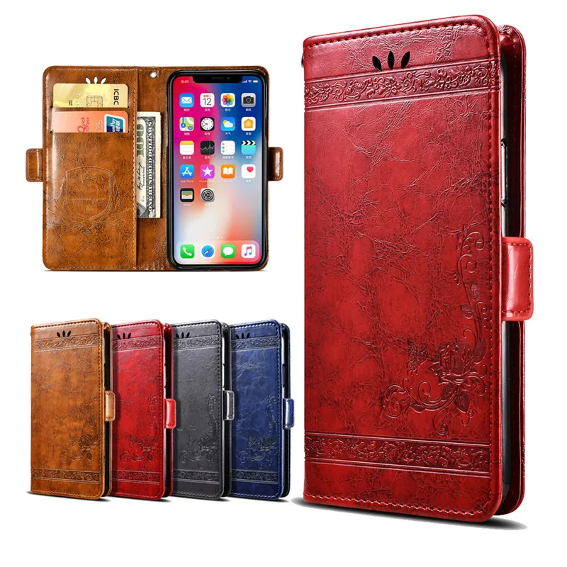 Винтажный кожаный чехол с рельефными цветами для Huawei Honor 4C Pro Y6 9i 5X 6 6A 6X 7 7i 7X 8 Lite 9 7A