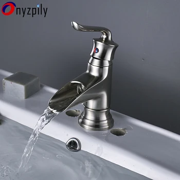 

Brushed Nickel ORBBathroom Faucet Single Handle Basin Faucets Hot and Cold Water Mixer Faucet Short Version 2 Available