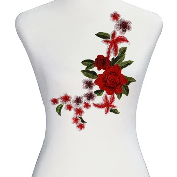 

10piece 3D Flower Embroidery Applique Patches Red Green Motif Venise Embossed Clothes Decorated Craft Sewing Accessories T2573