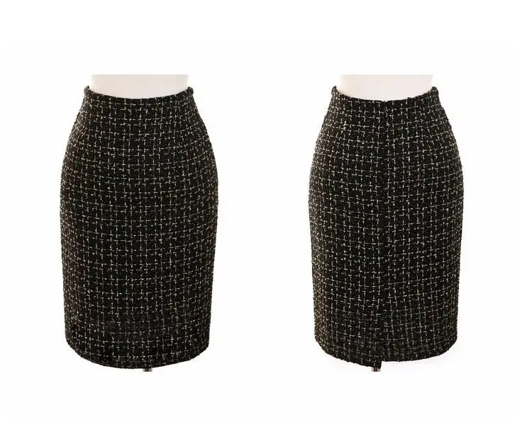 Офисные женские офисные юбки весна осень Женская твидовая юбка черная тонкая женская сексуальная облегающая шерстяная юбка карандаш очень хорошее качество