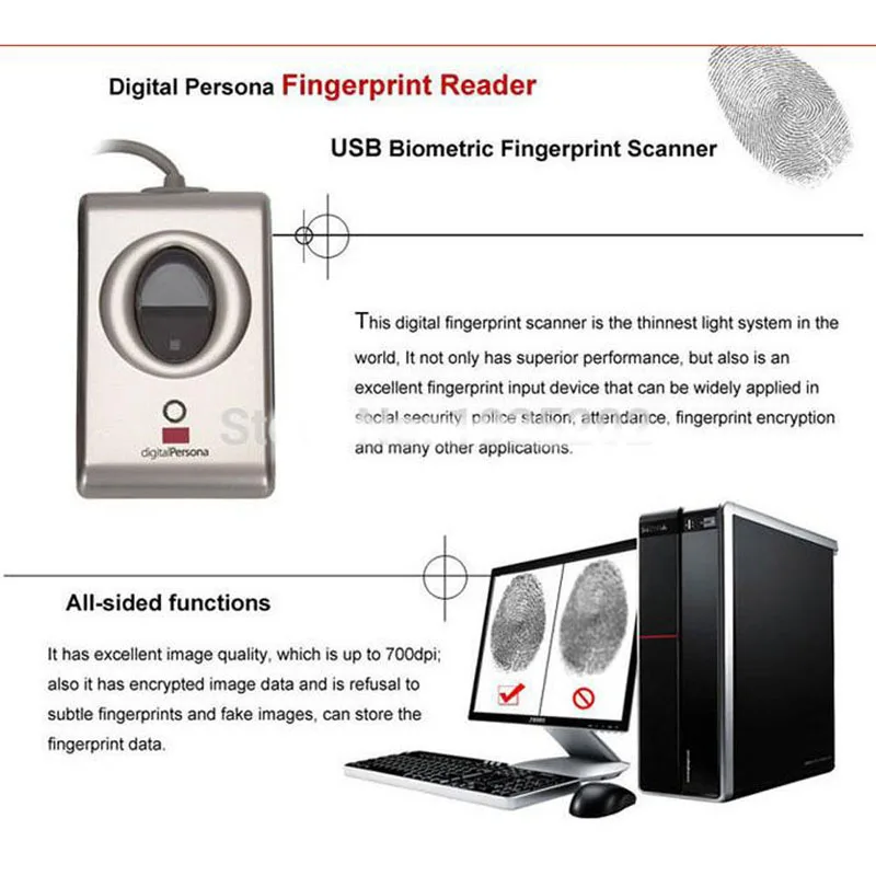 U. ARE. U 4000B цифровой персональный считыватель отпечатков пальцев USB биометрический сканер