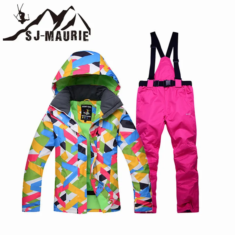 

SJ-MAURIE Ski Suit Women Snowboard Skiing Jacket+Pants Winter Waterproof Windproof Skating Suit Set Outdoor Hiking Thermal Coat