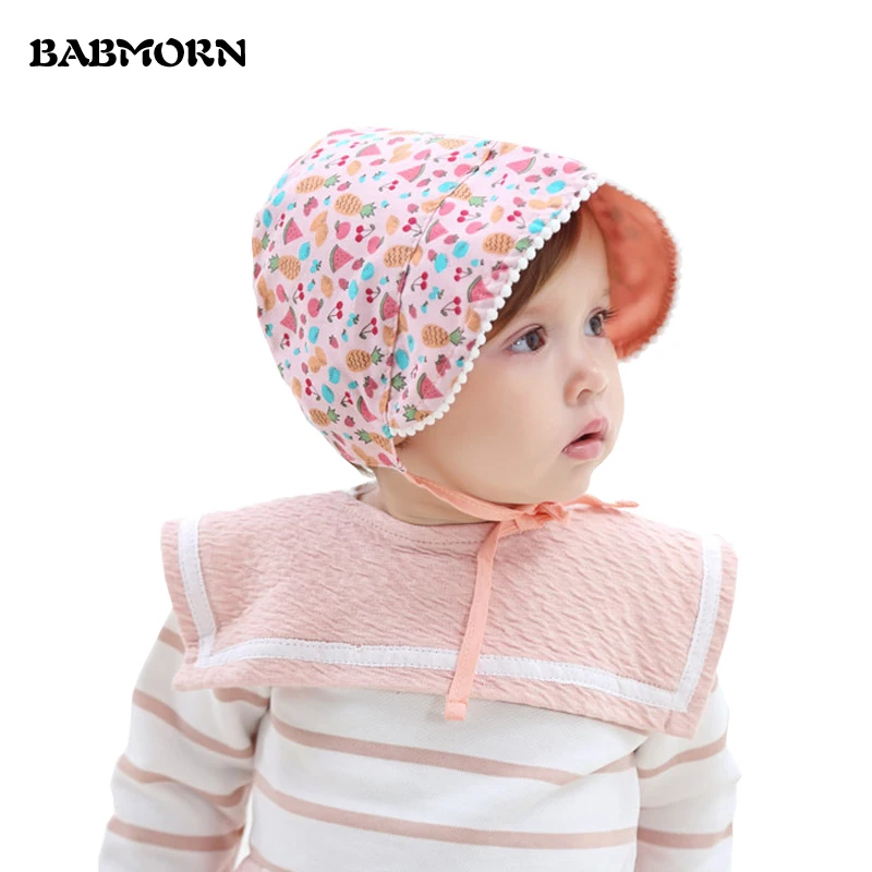 Cute Baby Lace Up Princess Hat Cotton Baby Hats for Girls Print