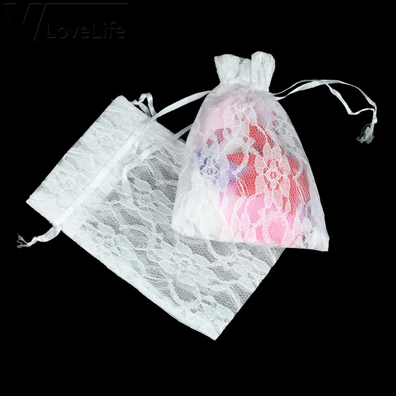 

12pcs White Lace Gift Bag Organza Bags Drawstring favor Pouches Wrap for Wedding Party Gift Favor Bags 10cm x 15cm