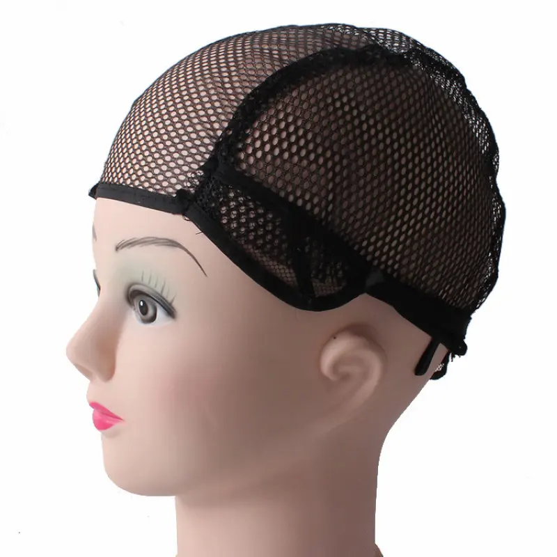 10pcs Breathable Wig Cap Hairnet Adjustable Nylon Weaving Mesh Wig Caps With Lace Straps For Making Wig 2 Colors