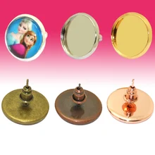 

20pcs Blank Earring Base Cabochon Cameo Base 12mm Flat Earring Setting Diy Jewelry Making with Bullet Back