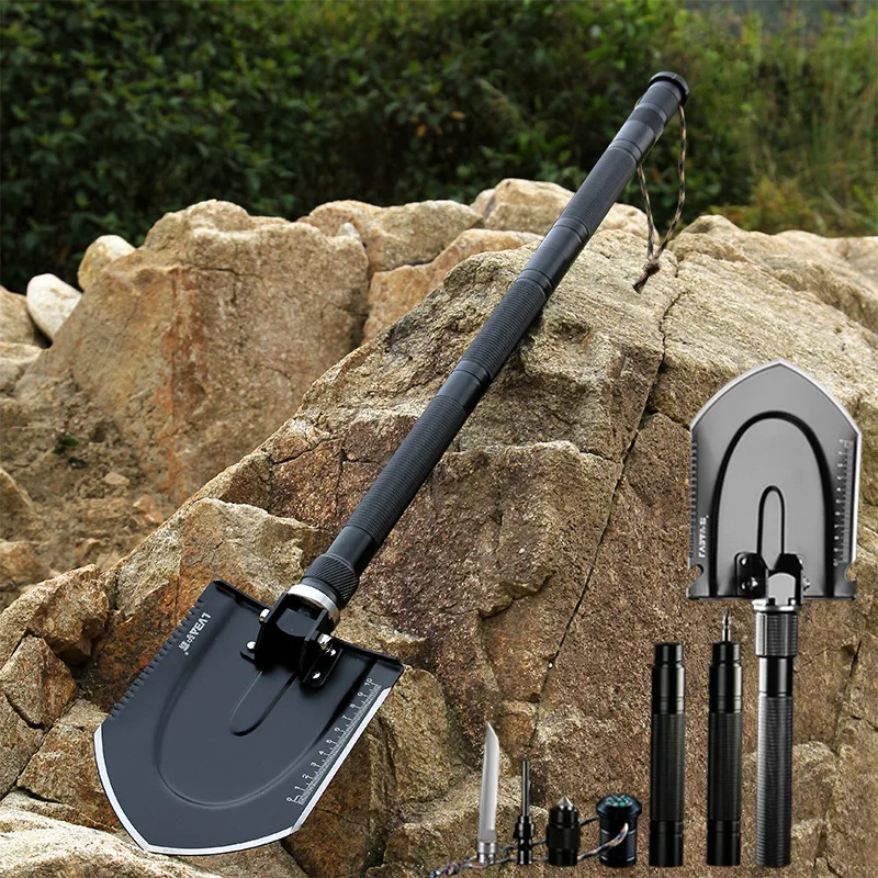 Military Version Multi-function Engineering Shovel Outdoor Garden Fishing Tools Wilderness Survival Equipment with a Free Bag