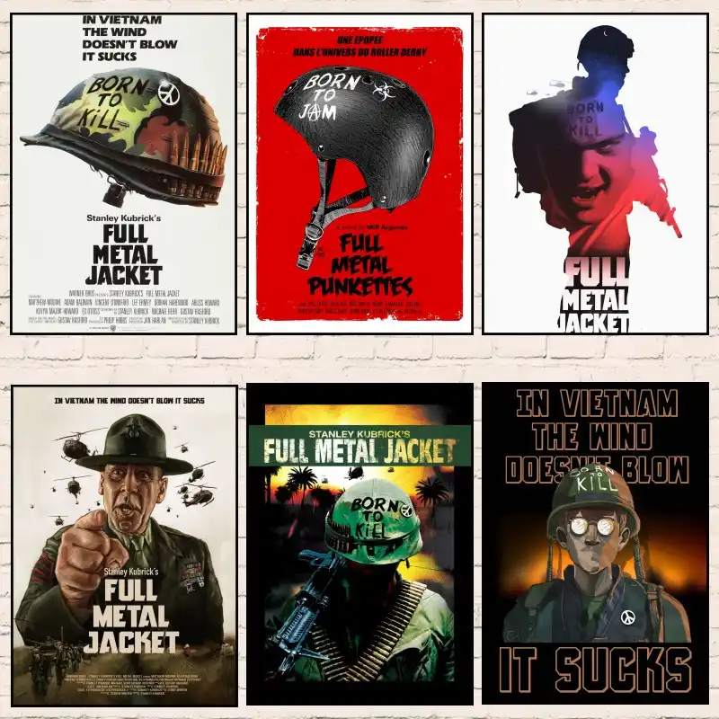 フルメタルジャケット戦争映画ポスター 1987 アートクラシック白段ボールポスターバーファミリーの家の装飾クラシック映画壁ステッカー B1 Wall Stickers Aliexpress