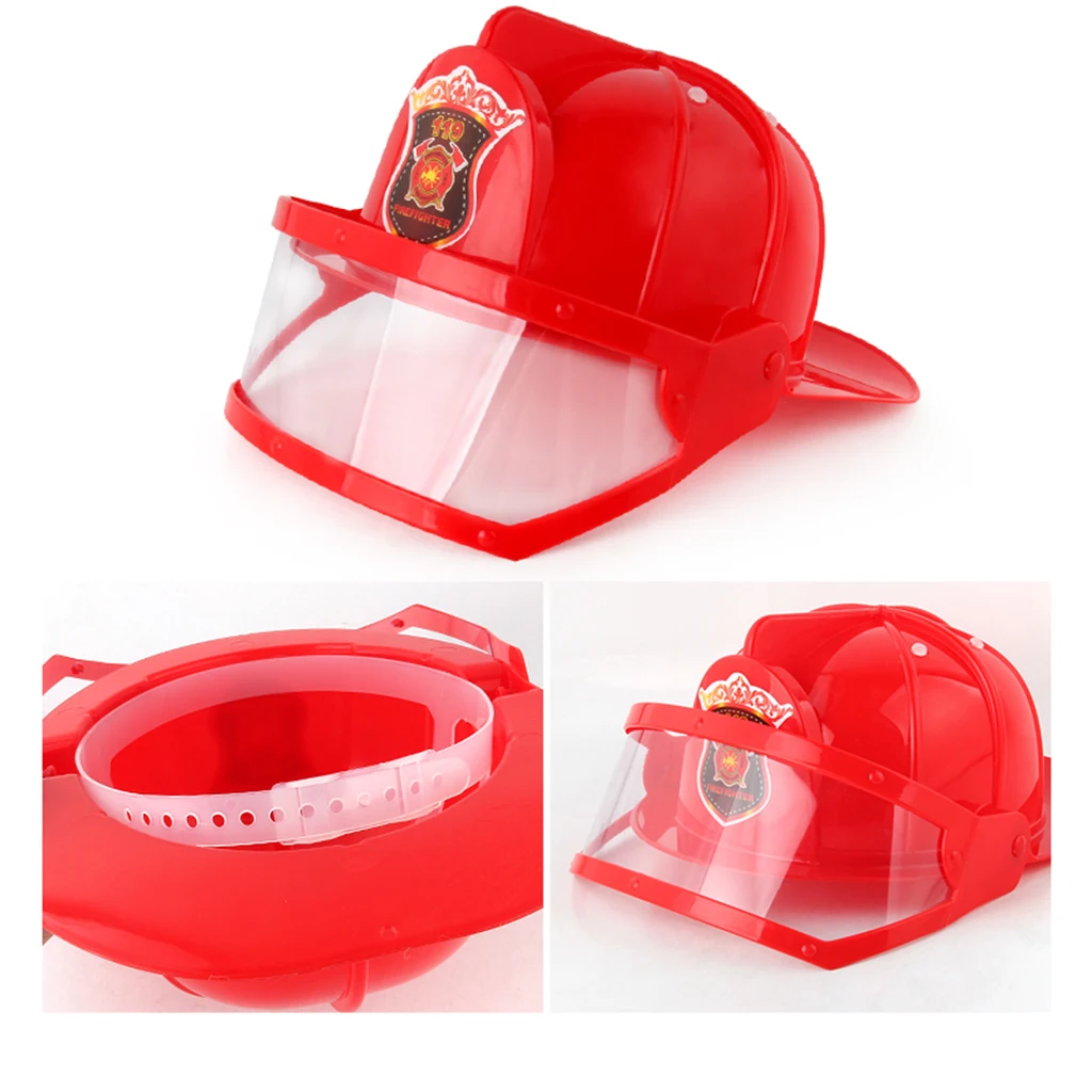 Kid Pretend Play Fireman Safety Helmet Firefighter Hat Costume Party Role Playing Toy