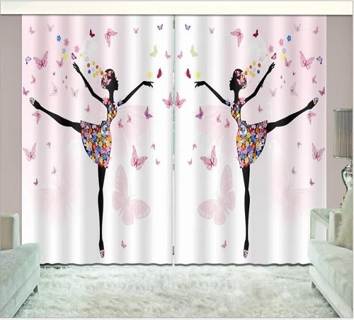 Butterfly Girl Print 3D Window Curtain Living Blackout Room Hotel Bedroom decorate Drapes Cortina Rideaux Custom size pillowcase - Цвет: 3D Curtains