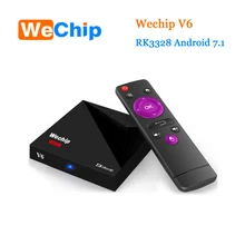 Оригинальный wechip V6 Android 7.1 TV Box RK3328 quad-кор 1 г + 8 г TV Box es с Wi-Fi Телевизионные антенны лучше, чем X96 M8S A5X Декодер каналов кабельного телевидения