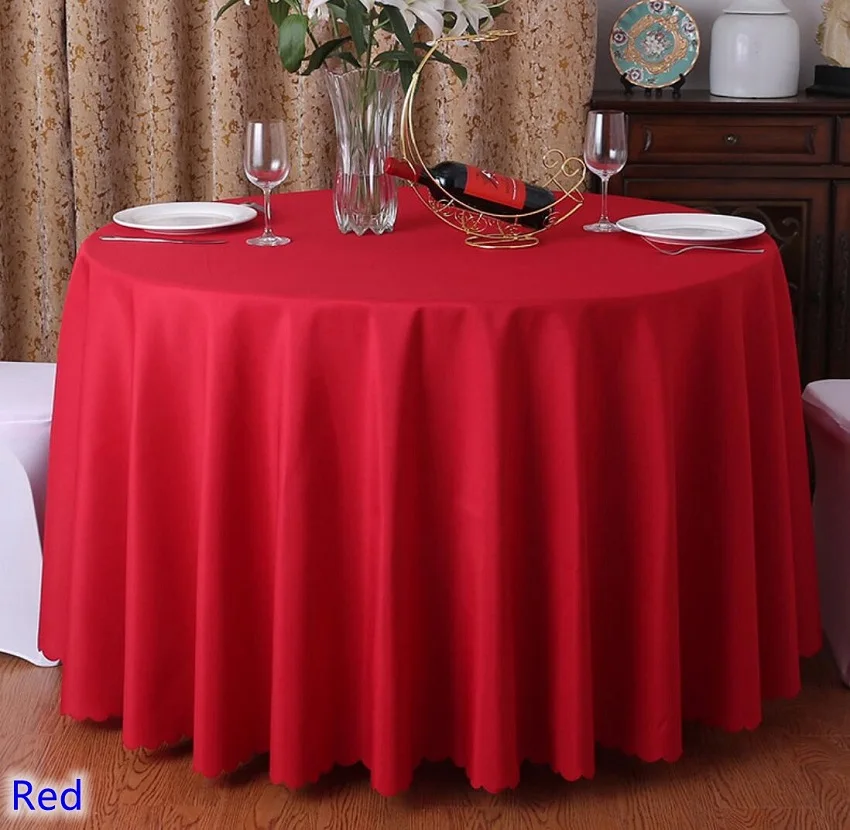  Red Colour wedding table cover table cloth polyester table linen hotel banquet party round tables d