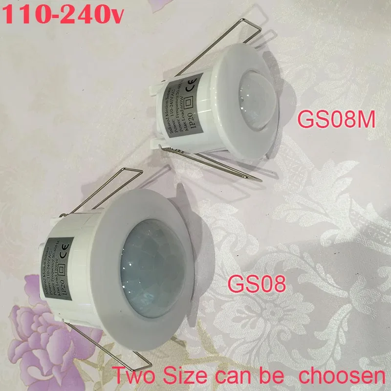 

New Arrived AC110V-240V 50Hz 360 Degree Mini Recessed PIR Ceiling Occupancy Motion Sensor Detector Switch Two Sizer 1pc