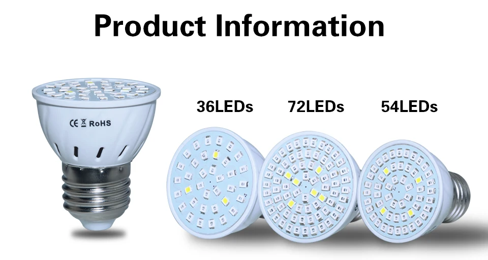 Полный спектр E27 220 В растет Лампочки 36leds 54leds 72leds светодиодные растет Лампы для мотоциклов цветы посадили овощи гидропоника Системы