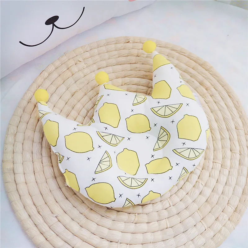 6 New Baby Combed Cotton Pillow Cute Knitted Crown Molded Shape Pillow Head Protection For A Baby Bed Children Bedroom Decoration