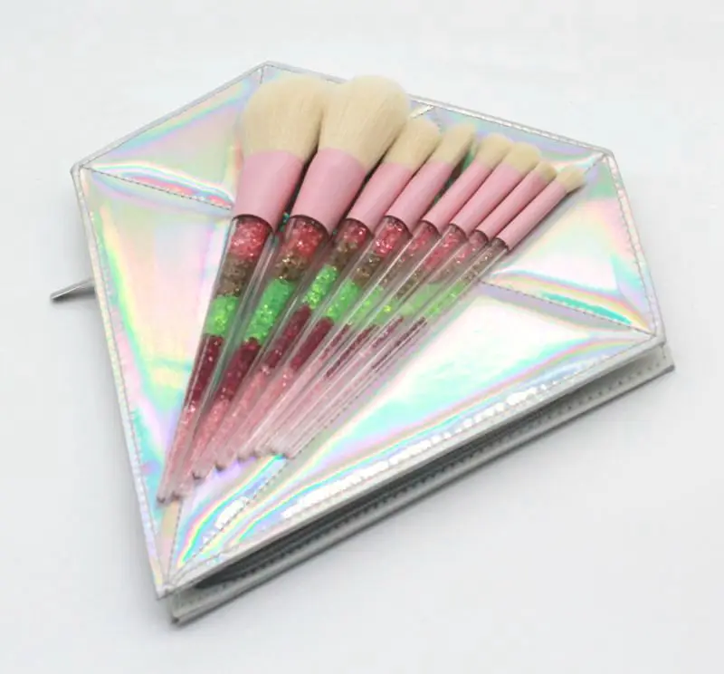 New 8pcs Beauty Makeup Brushes Diamond Crystal Set Professional Eyeliner Eyebrow Eyeshadow Brush Set Makeup Bag Tool Kits Hzs12 (14)
