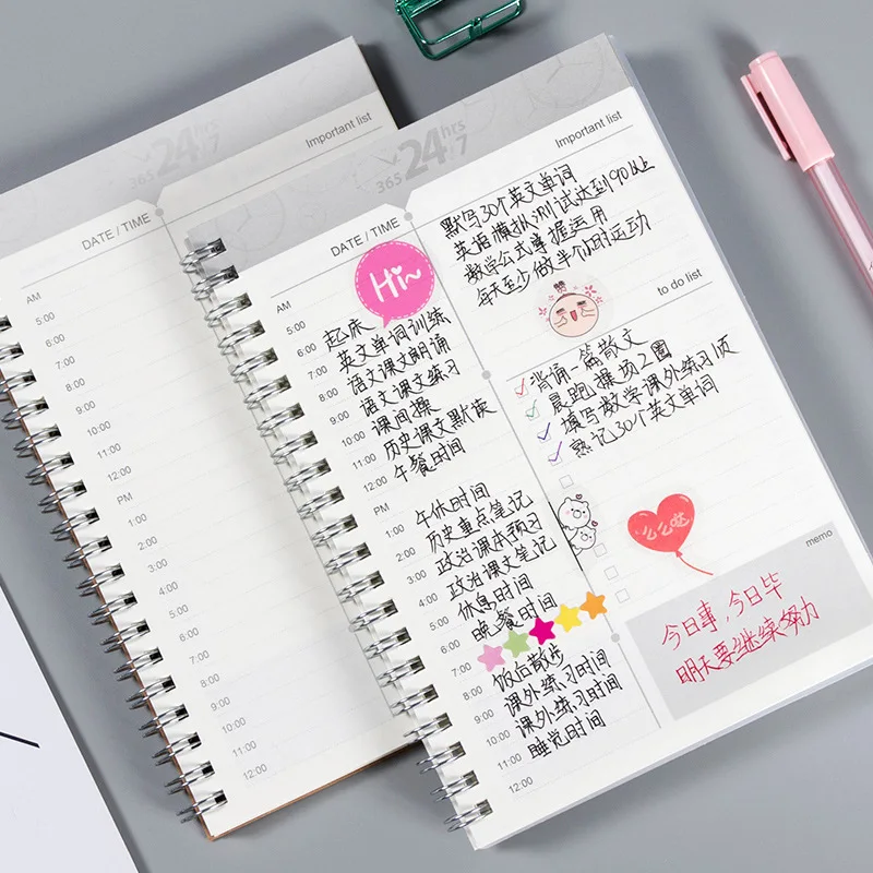 

Daily Weekly Monthly 2019 2020 Planner Spiral A5 Notebook Time Memo Planning Organizer Agenda School Office schedule Stationary