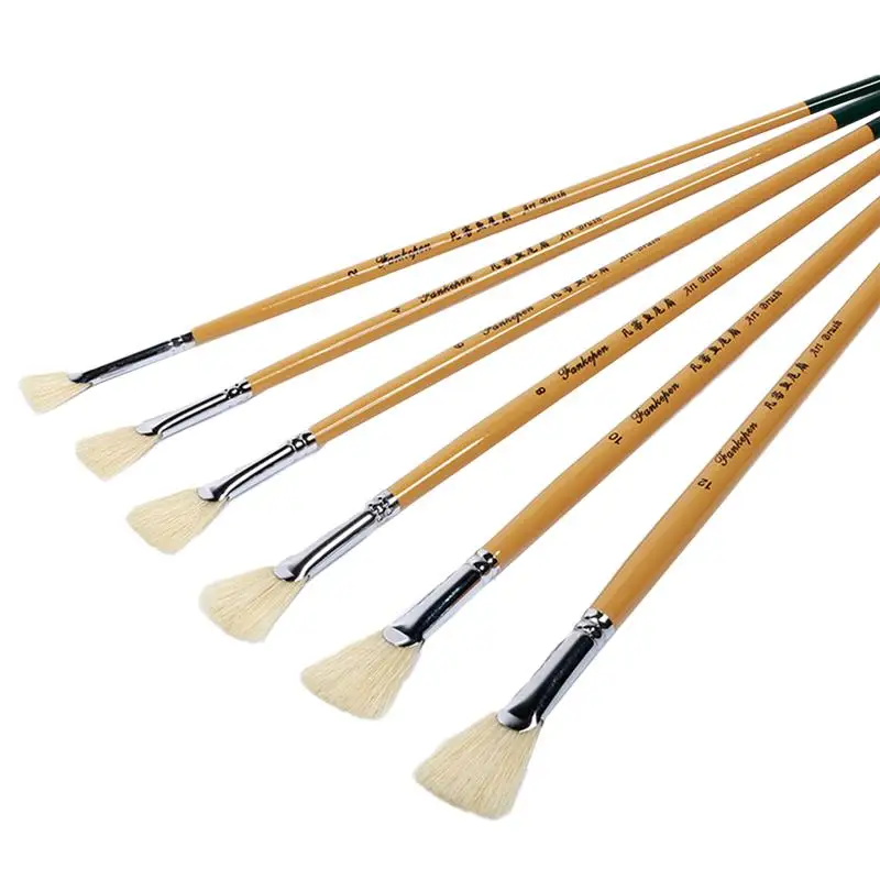 6pcs Artist Paint Fan Brushes Weasel Hair Brushes Watercolor Oil Paint