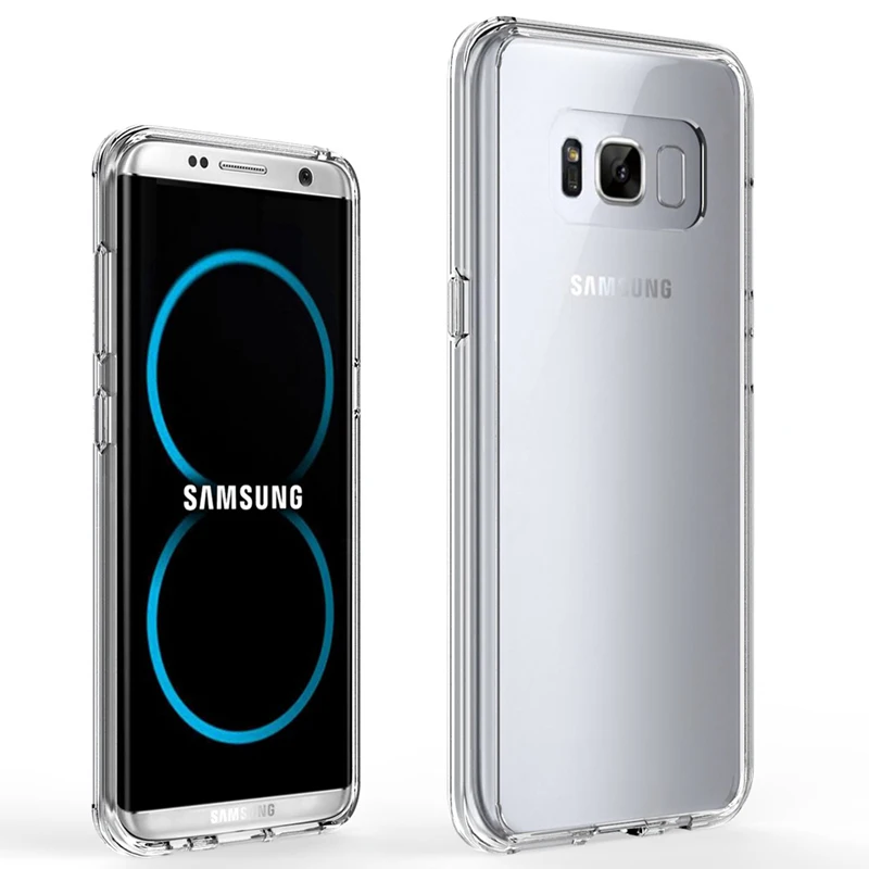 

Soft Tpu Frame + Transparent Hard Pc Back Cover Shockproof Shell Crystal Clear Case For Samsung Galaxy S8 Plus S8+ Fundas Capa