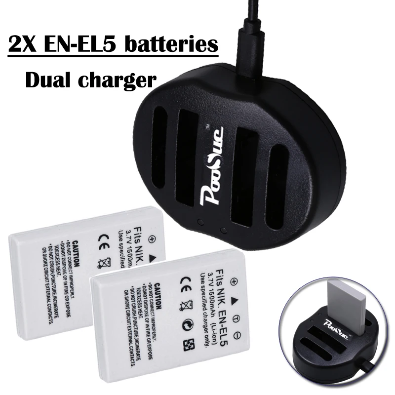 2pcs EN EL5 ENEL5 EN EL5 Li ion battery USB Dual charger FOR NIKON COOLPIX P510