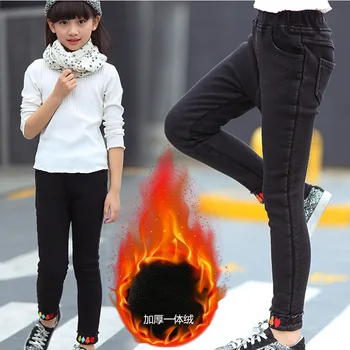 

Kids Winter Jeans For Baby Girls Wam Denim Jeans Girls Leggings Warm Long Pants Children Casual Trouses Baby Leggings H1