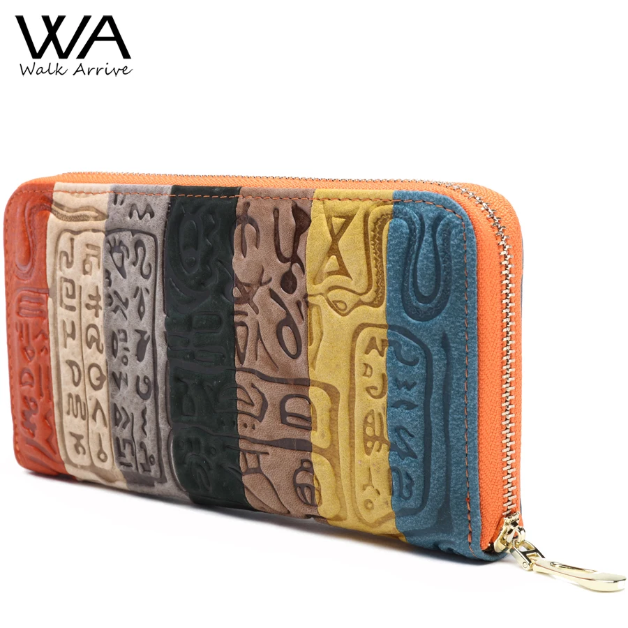 Walk Arrive Genuine Leather Women Wallet Embossed Leather Purse Brand