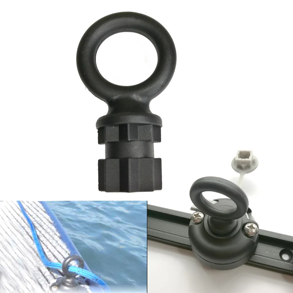 Canoe Kayak Round Mount Base Fishing Rod Holder Mount Base Tackle Kit Wall Sling Rope Ring Tethering Lashings Eye Set 2pcs pack push button quick detach qd sling swivel mount adapters metal sling buckle hunting accessories