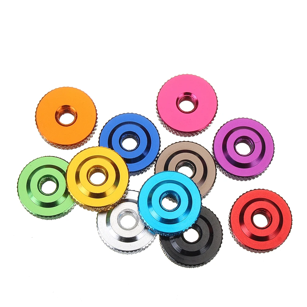 

SULEVE M4AN4 10Pcs M4 Knurled Thumb Nut w/ Collar Screw Spacer Washer Aluminum Alloy Multicolor Pink Silver Orange Purple Red