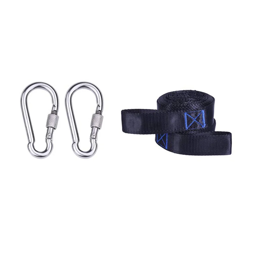 

Hanging Swing Straps Belt Adjustable Durable With Carabiner Heavy Duty Camping Non-Stretch Rope Black Tree Long Polyester