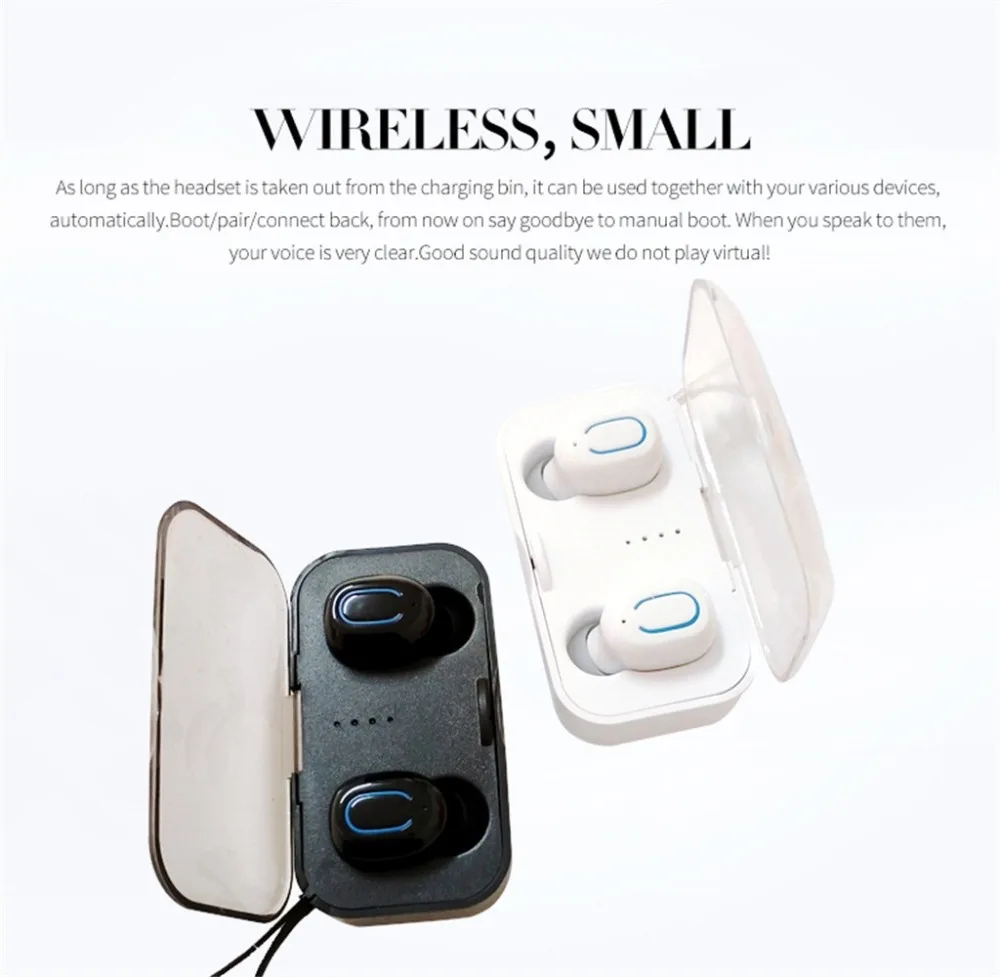 2019 New Mini ergonomic design Wireless Earbuds Bluetooth Earphones Noise Canceling 3D Stereo Sweatproof in-Ears With Box #A