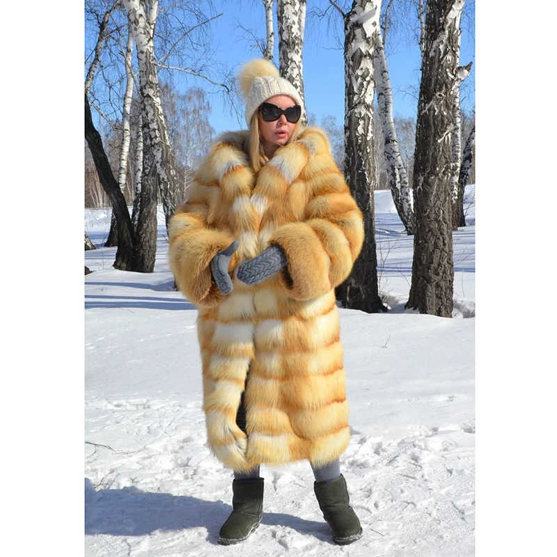 TOPFUR Natural Gold Fox Fur Jacket With Hood Thick Warm New Real Fur Jacket Casual Long Fur 2018 Luxury Real Fur Coat Women TOPFUR Natural Gold Fox Fur Jacket With Hood Thick Warm New Real Fur Jacket Casual Long Fur 2018 Luxury Real Fur Coat Women