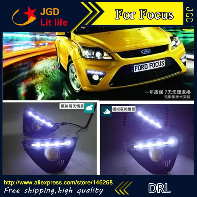 Free shipping ! 12V 6000k LED DRL Daytime running light for Ford Focus