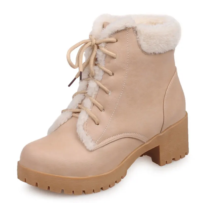 

campus lace-up PU leather shoes women waterproof thick heels ankle boots simple fashion martin boots casual student shoesdxj1571