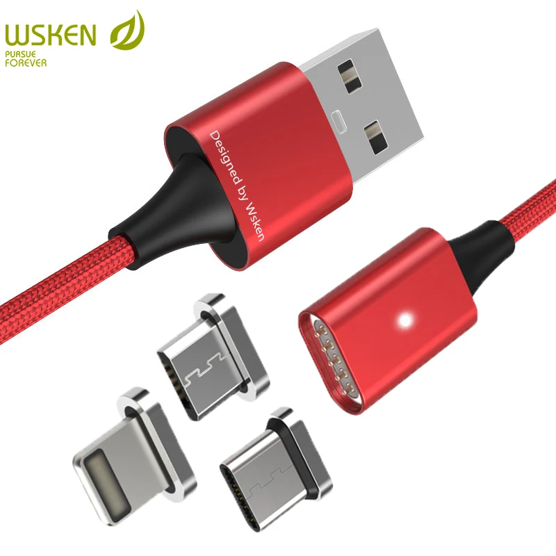 WSKEN Lite1 микро USB кабель Быстрая зарядка Магнитный кабель USB Магнитная Зарядка для iPhone зарядный кабель 1 м