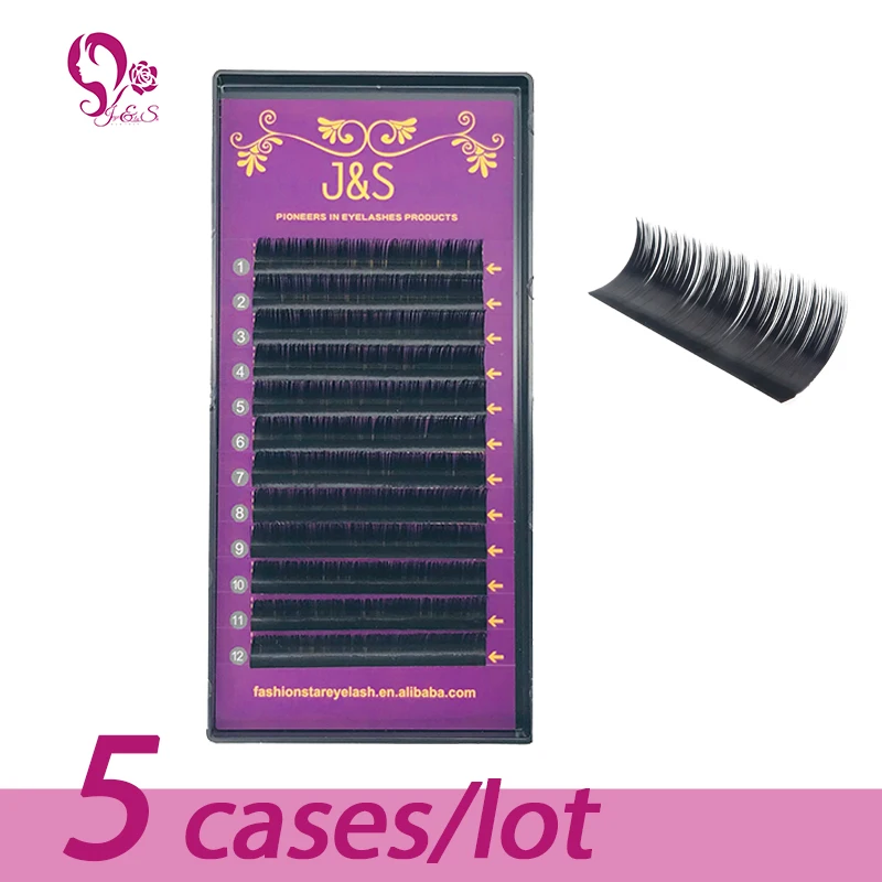 

J&S 5cases set,12rows/tray ,high-quality mink eyelash extension,individual eyelashes,false eyelashes,natural eyelashes