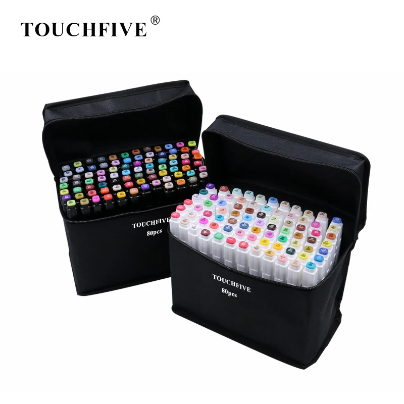 

TOUCHFIVE 80 Colors Marker Pen Set Sketch Alcohol Based Markers Dual Head For Drawing Manga Art Supplies Pens